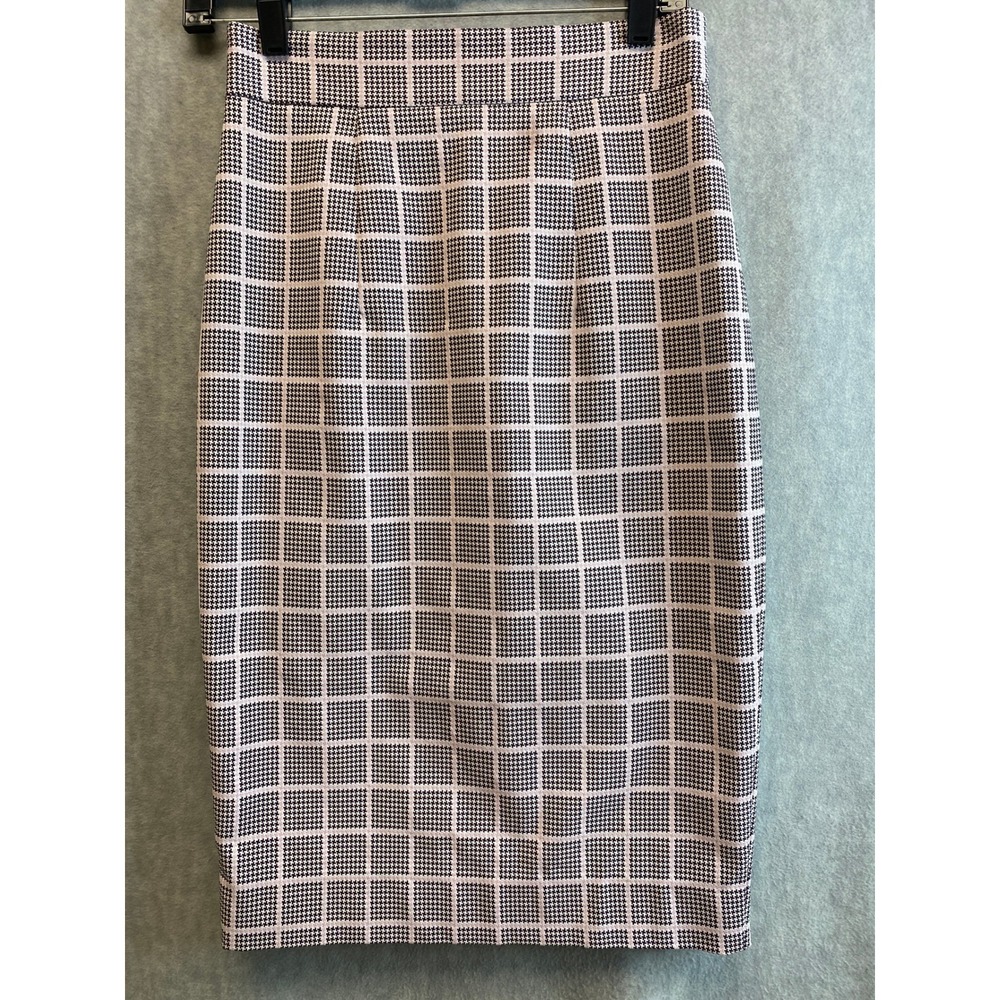 Milly Plaid Pencil Skirt Knee‎ Length Houndstooth Women Sz 4 Classic Chic